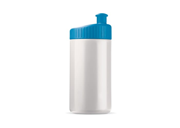 Gourde publicitaire sport Design 500 ml Blanc et Bleu clair